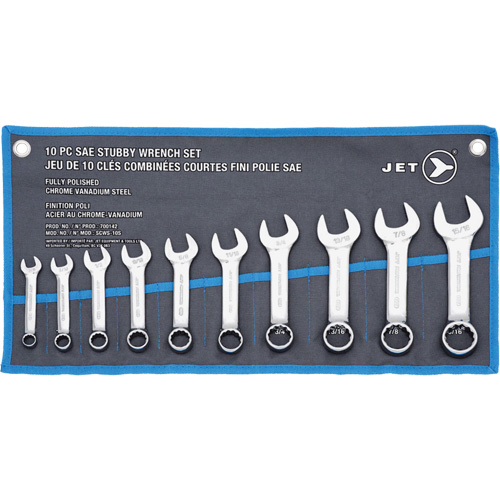 SCWS-10S Stubby Wrench Sets, Combination, 10 Pieces, Imperial Auto-Cam