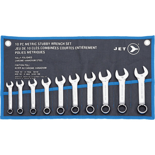 SCWS-10M Stubby Wrench Sets, Combination, 10 Pieces, Metric Auto-Cam