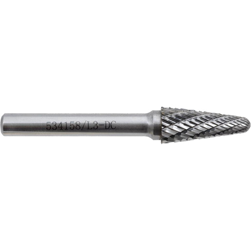 L3-DC JET-KUT Taper Shape Bur 9 (Radius End), 3/8" Dia. Auto-Cam