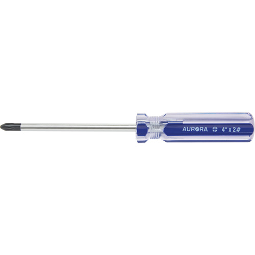 Tournevis Philips bleu transparent avec bandes, #2, Prise Plastique Auto-Cam