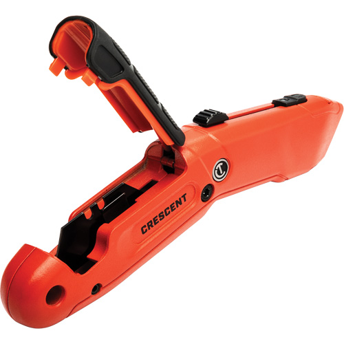 Auto-Retracting Safety Knife, 1", Steel, Aluminum Handle Auto-Cam