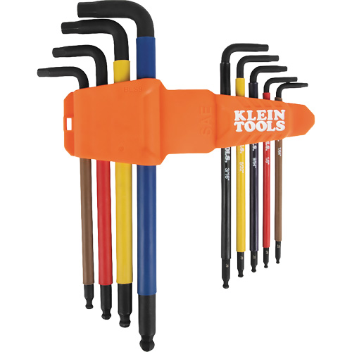 Jeu de cl&eacute; hex de style L extra longues et chromocod&eacute;es avec support, 9 mcx, Imp&eacute;rial Auto-Cam