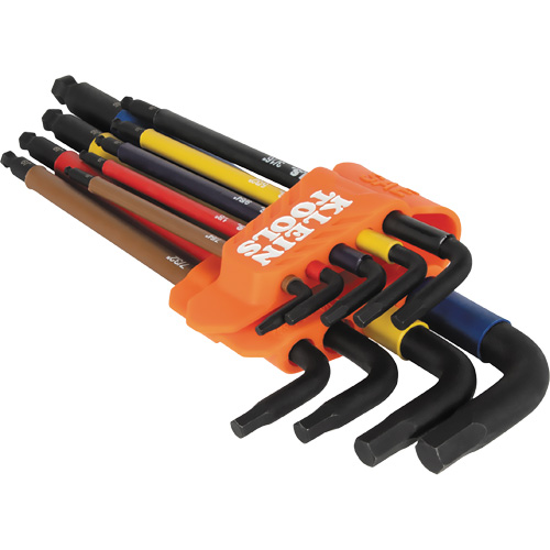Jeu de cl&eacute; hex de style L extra longues et chromocod&eacute;es avec support, 9 mcx, Imp&eacute;rial Auto-Cam