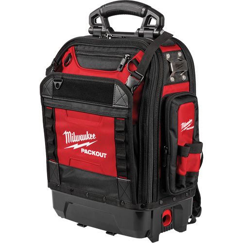 PackOut Structured Backpack, 9-1/2" L x 18" W, Black/Red, Polyester Auto-Cam