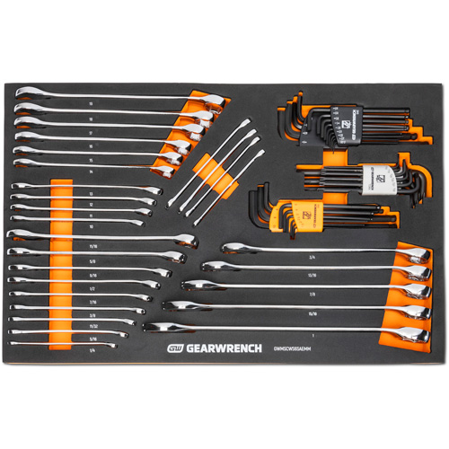 6-Point Combination Wrench and Hex Key Set in Foam Storage Tray Auto-Cam