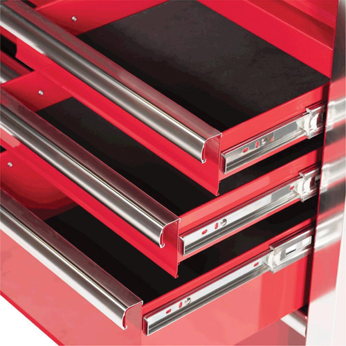 PRC4211 Pro Series Roller Cabinet, 11 Drawers, 42" W x 18" D x Red Auto-Cam