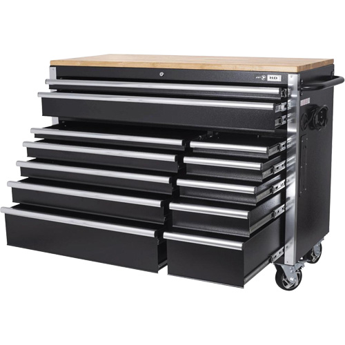 HDRC5212 HD Series Roller Cabinet, 12 Drawers, 51-1/4" W x 21" D x 40-3/10" H, Black Auto-Cam
