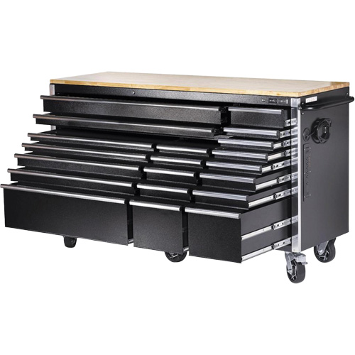 HDRC7220 HD Series Roller Cabinet, 20 Drawers, 72" W x 24" D x 42-3/10" H, Black Auto-Cam