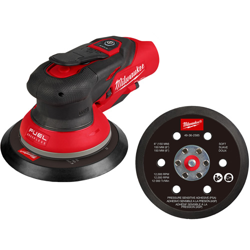 M12 FUEL 6" Random Orbital Sander, 6" Sand Paper, 12 V Auto-Cam