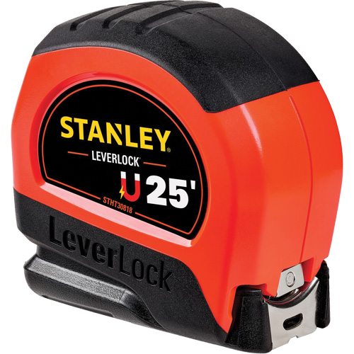 High-Visibility Magnetic LEVERLOCK&reg; Tape Measure, 25', Imperial Graduations Auto-Cam
