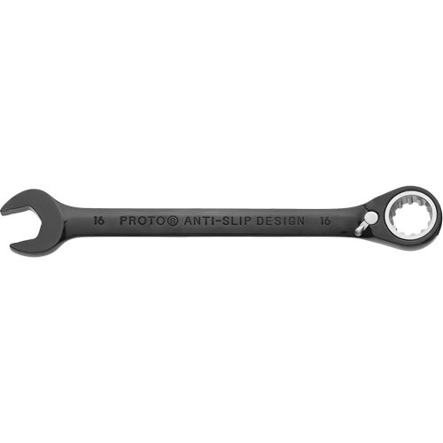 Metric Spline Combination Reversible Ratcheting Wrench, Black/Chrome Finish Auto-Cam