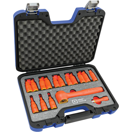 3/8" Drive SAE & Metric Hex Bit Insulated Socket and Attachment Set, 1000 V, 16 Pcs Auto-Cam