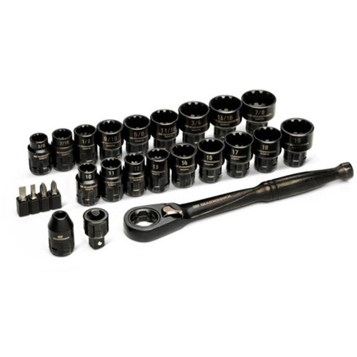 Pass-Thru Ratchet & Socket Set, 25 Pcs, 3/8" Drive Size Auto-Cam