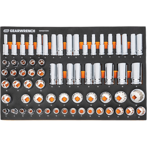 MEGAMOD Metric Mechanics Tool Set in Modular Foam Trays with Rolling Cabinet, 358 Pieces Auto-Cam