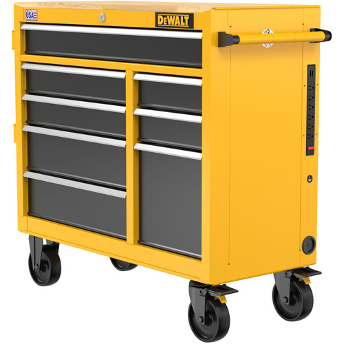 Postes de travail industriel mobile, 8 tiroirs, 40" la x Jaune Auto-Cam