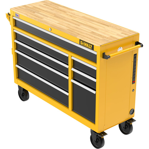 Postes de travail industriel mobile, 8 tiroirs, 52" la x Jaune Auto-Cam