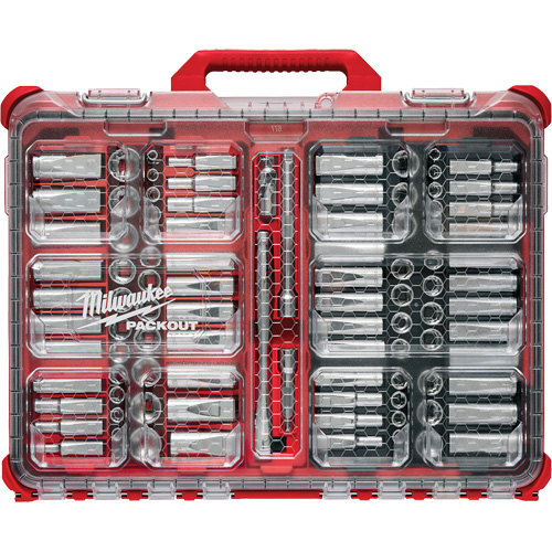 Metric/SAE Ratchet & Socket Set with PACKOUT Low-Profile Organizer, 98 Pcs, 3/8" Drive Size Auto-Cam