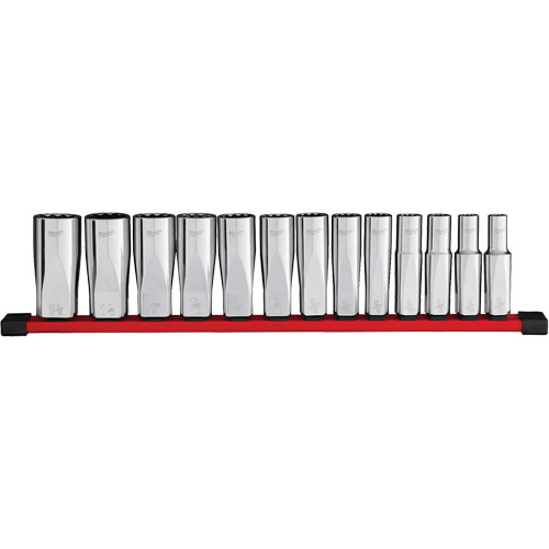 12-Point Deep Well SAE Socket Set, 13 Pcs, 1/2" Drive Size, Deep Auto-Cam