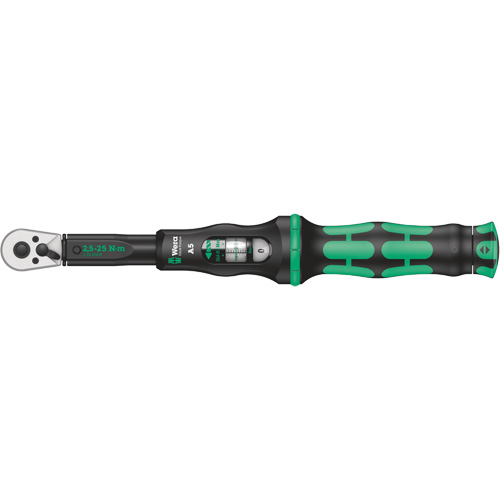 Click-Torque A 5 Torque Wrench with Reversible Ratchet, Click, 1/4" Square Drive, 2.5 - 25 Nm Auto-Cam