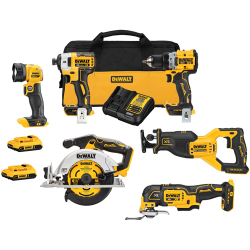 XR&reg; Cordless Brushless 6-Tool Combo Kit , Lithium-Ion, 20 V Auto-Cam