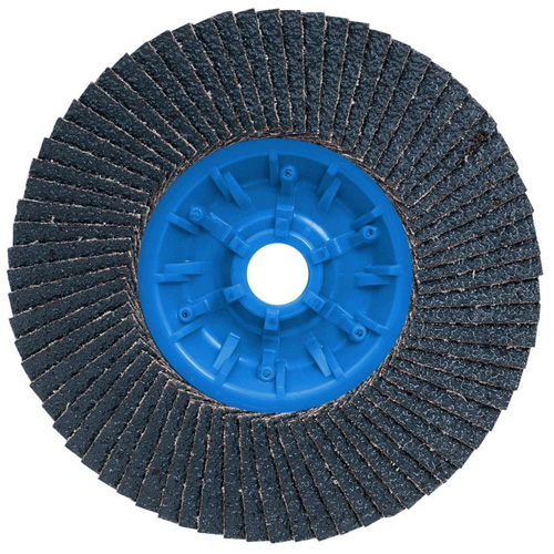 POWERBLEND TRM QC Flap Disc, 5" x 5/8"-11, Type 27, Z40 Grit, Zirconia Alumina Auto-Cam