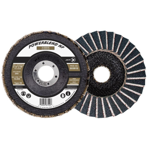 POWERBLEND NF Flap Disc, 4-1/2" x 7/8", Type 29, Z60 Grit, Zirconia Alumina Auto-Cam