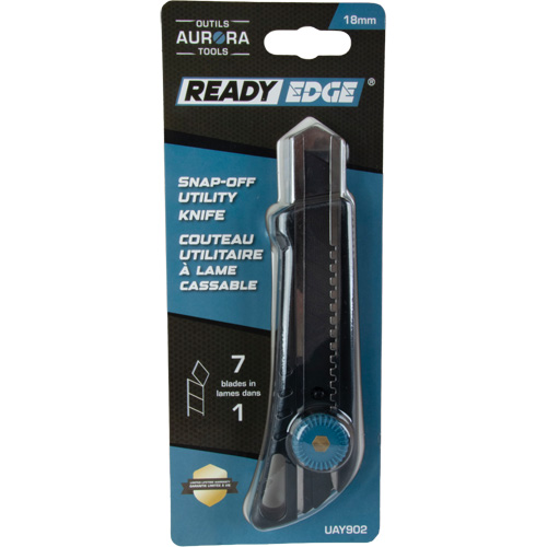Couteau professionnel de 18 mm avec verrouillage &agrave; cliquet, Acier inoxydable, Robuste, Prise en Plastique Auto-Cam