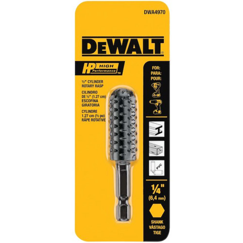 High Performance 1/2" Cylinder Rotary Rasp with 1/4" Hex Shank Auto-Cam