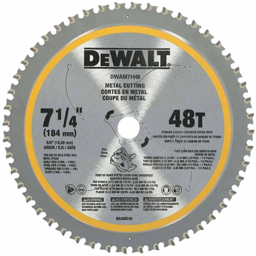 Lame de scie circulaire, 7-1/4", 48 dents, Pour M&eacute;tal Auto-Cam