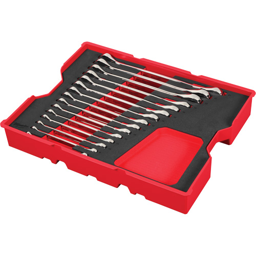 Wrench Set with Tray for PACKOUT Drawers, Ratcheting Combination, 15 Pieces, Metric Auto-Cam