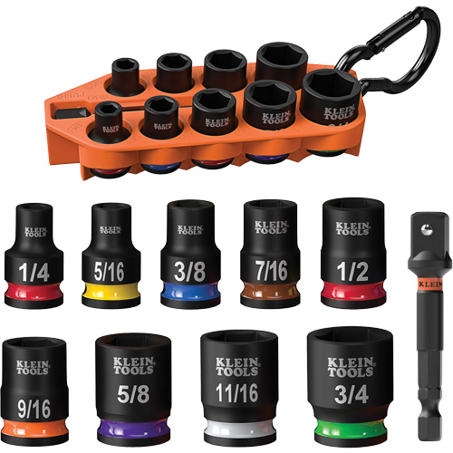 Grab-And-Go Impact Socket Set, SAE, 10 Pcs, Impact, 3/8" Drive Size Auto-Cam