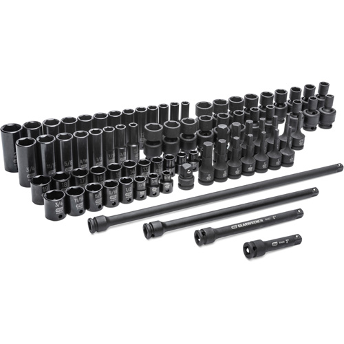 Jeu de douilles maîtresses SAE/m&eacute;triques &agrave; 6 pans, 80 Mcx, Chocs, Prise de 3/8", Profond Auto-Cam