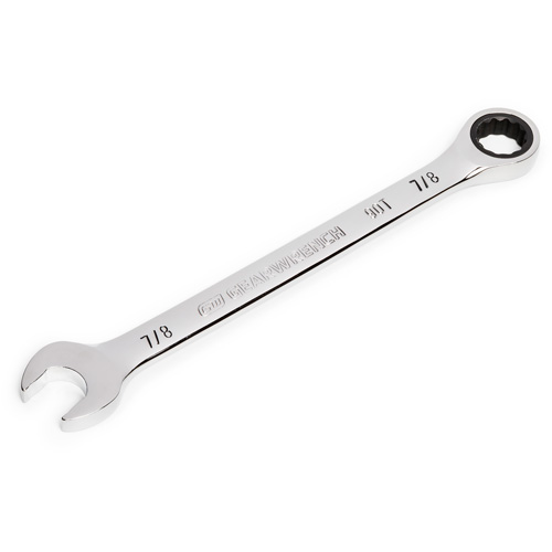 90-Tooth Ratcheting Combination Wrench, 12 Point, 7/8", Chrome Finish Auto-Cam