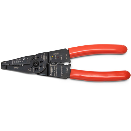 Wire Stripper & Crimper, 8" L, 10 - 22 AWG Auto-Cam