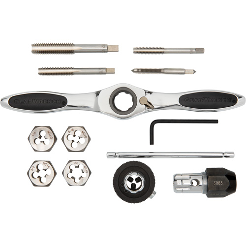 SAE Ratcheting Tap & Die Set, 13 Pieces Auto-Cam