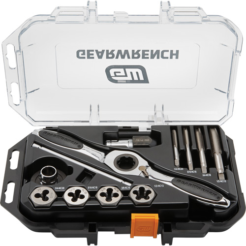 SAE Ratcheting Tap & Die Set, 13 Pieces Auto-Cam