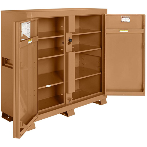 Model 109 Jobsite Cabinet with Padlock, Steel, 47.5 Cubic Feet, Tan Auto-Cam