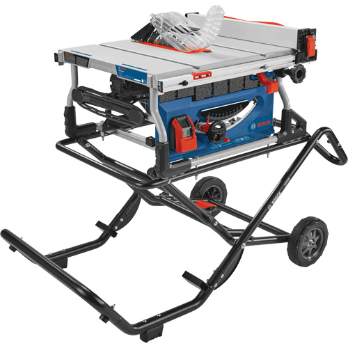 Scie &agrave; table de chantier avec support roulant Gravity-Rise, 120 V, 15 A, 3800 tr/min Auto-Cam