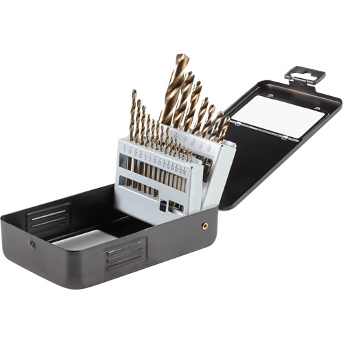 Gold Oxide Drill Bit Set, 21 Pieces, High Speed Steel Auto-Cam