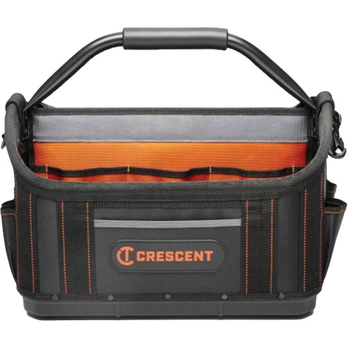 Sac ouvert de 17" pour outils d'ouvrier, Polyester, 25 pochettes, Noir/Orange Auto-Cam