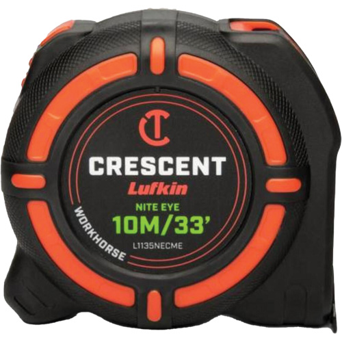 WORKHORSE NITE EYE Tape Measure, 1-1/4" x 35' Auto-Cam