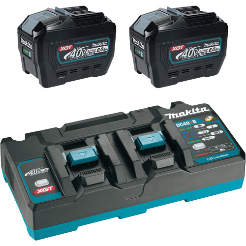 Ensemble de d&eacute;part XGT avec chargeur rapide &agrave; deux ports et deux batteries de 8?Ah, 40 V, Lithium-ion Auto-Cam