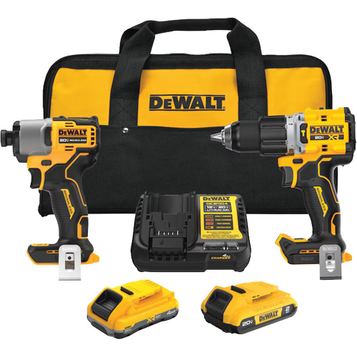 XR Brushless Cordless Premium Drill Driver Kit with 4 Ah POWERSTACK Battery and 2 Ah Battery, 20 V Auto-Cam