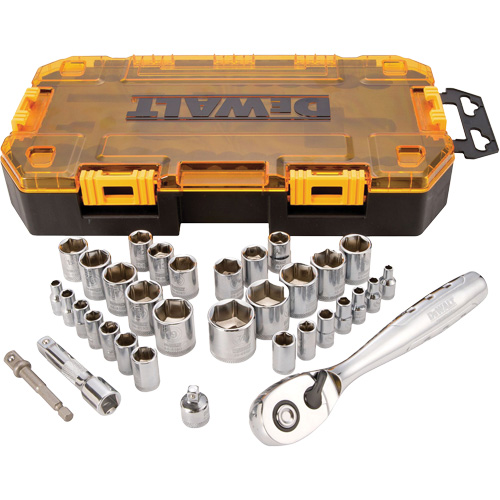1/4" & 3/8" Drive Socket Set, 34 Pcs Auto-Cam