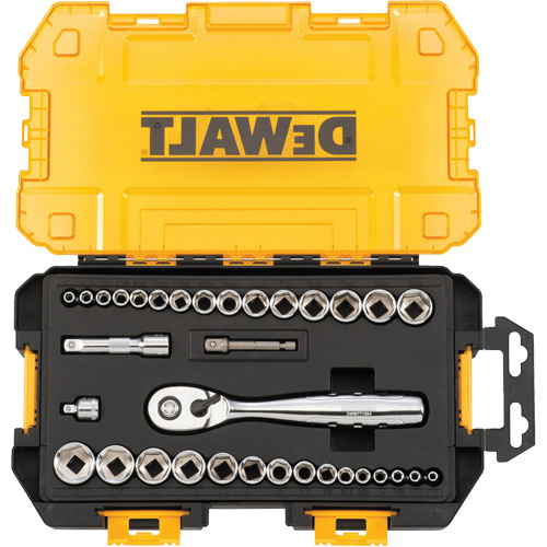 1/4" & 3/8" Drive Socket Set, 34 Pcs Auto-Cam