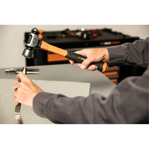 Ball Pein Hammer, 24 oz. Head Weight, Plain/Polished Face, Fibreglass Handle Auto-Cam