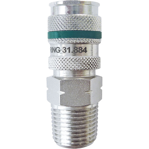 QUIKSILVER Ultraflo 7.8 mm Quick Coupler, Zinc-Plated Steel, 1/2", Male NPT, 362 PSI Auto-Cam