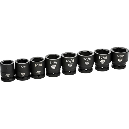 Jeu de douilles SAE &agrave; 6 pans, 8 Mcx, Chocs, Prise de 3/4" Auto-Cam