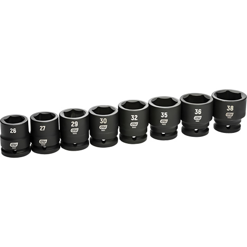 Jeu de douilles m&eacute;triques &agrave; 6 pans, 8 Mcx, Chocs, Prise de 3/4" Auto-Cam