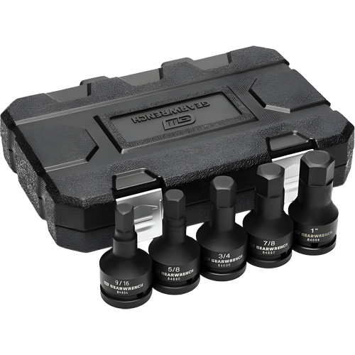 SAE Impact Bit Socket Set with Blow Mold Case, Hex, 3/4" Drive, 5 Pcs Auto-Cam